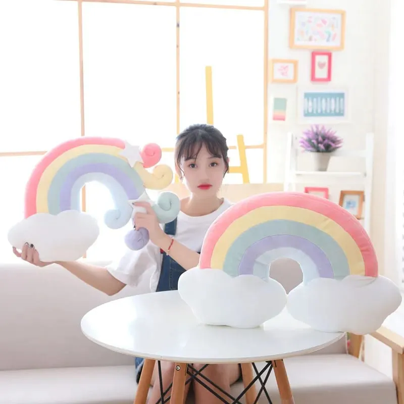 INS HOT Candy Color Cloud Star Moon Plush Pillow Colorful Rainbow Crown Pillow Cushion Sofa Home Decoration Throw Pillow Toy — image 5