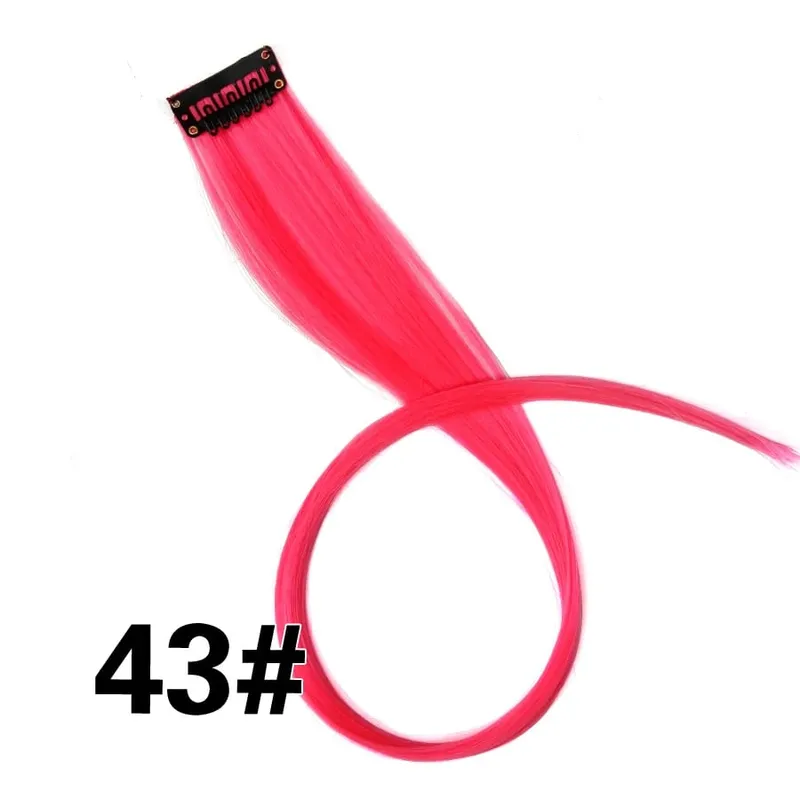 Synthetic 50Cm Rainbow Colors One Clip In Hair Extensions Straight Long Synthetic For Women Hair Piece Blue Pink Purple Red 12G
