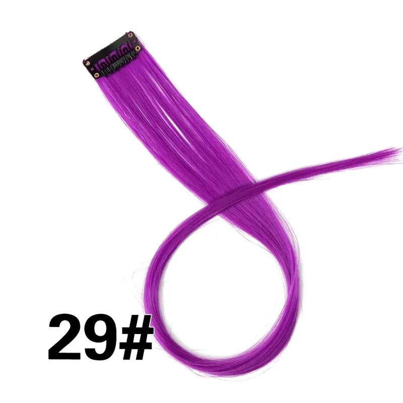 Synthetic Leeons Clip In one Pieces Hair Extensions Heat Resistant Hairpieces Rainbow Ombre Hair Extensions Fake Long Hair Women
