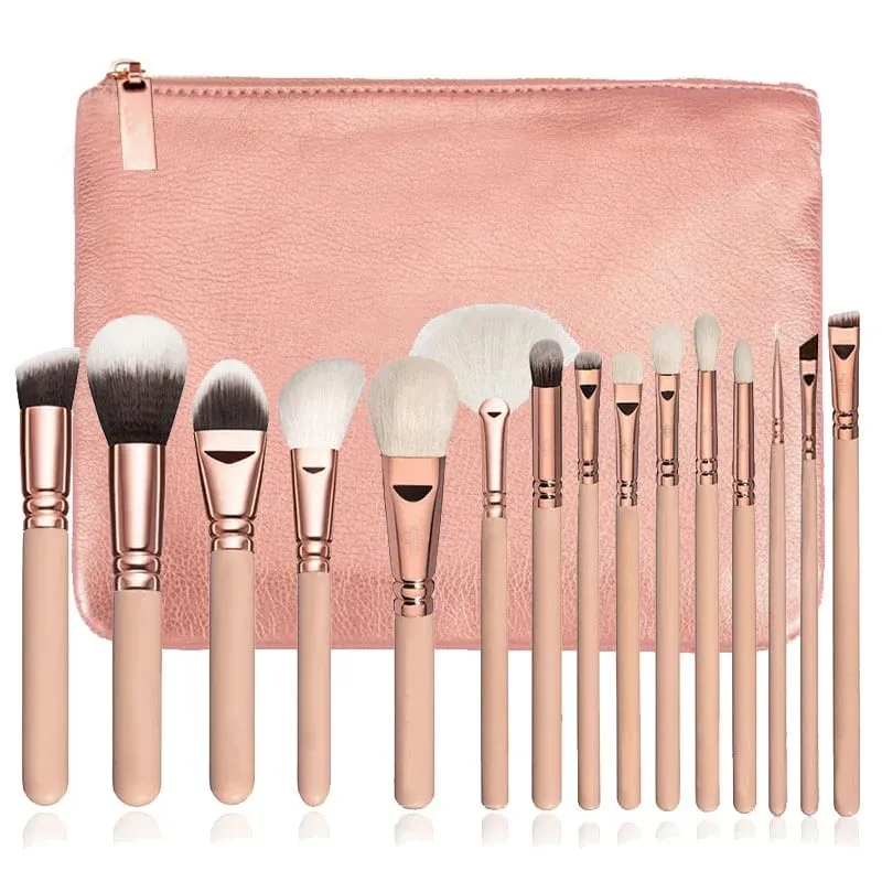 15pcs Professional Make-up Brushes Set Makeup Power Brush Make Up Beauty Tools Soft Synthetic Hair With Leather Case — image 8