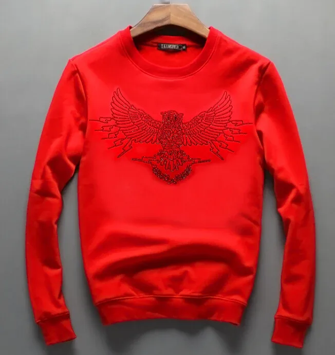 Men Hip Hop Pullover Sweatshirts Hoodies Diamond Design 2019 Winter Casual Plain Cotton Thick Sweatshirt — image 6