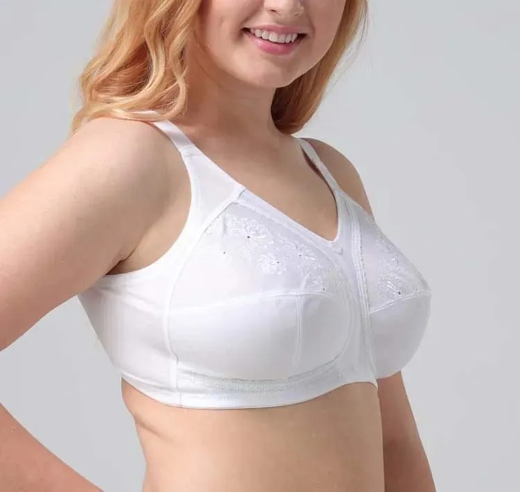 White Cotton Bra Big Bust 85 90 95 100 105 110 115 C D DD E F Cup Bras For Women Push Up Comfortable Seamless Sexy Lace Bh C01 — image 1
