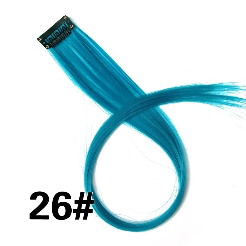 Synthetic 50Cm Rainbow Colors One Clip In Hair Extensions Straight Long Synthetic For Women Hair Piece Blue Pink Purple Red 12G