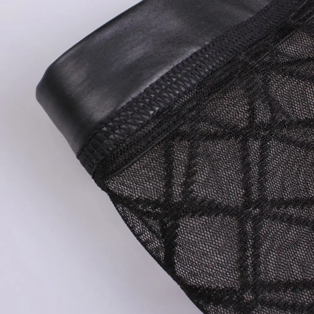 Sexy respirável fino boxer preto masculino malha transparente ver através de u-convexo roupa interior lingerie gay wear calças — image 4