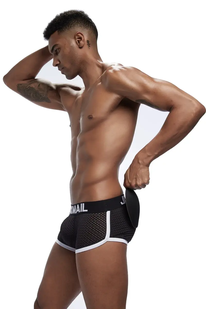 Sexy Men underwear Boxers Men's Padded Enhancing Removable front and bottom Breathable Mesh Gay Underwear Spring summer — image 3