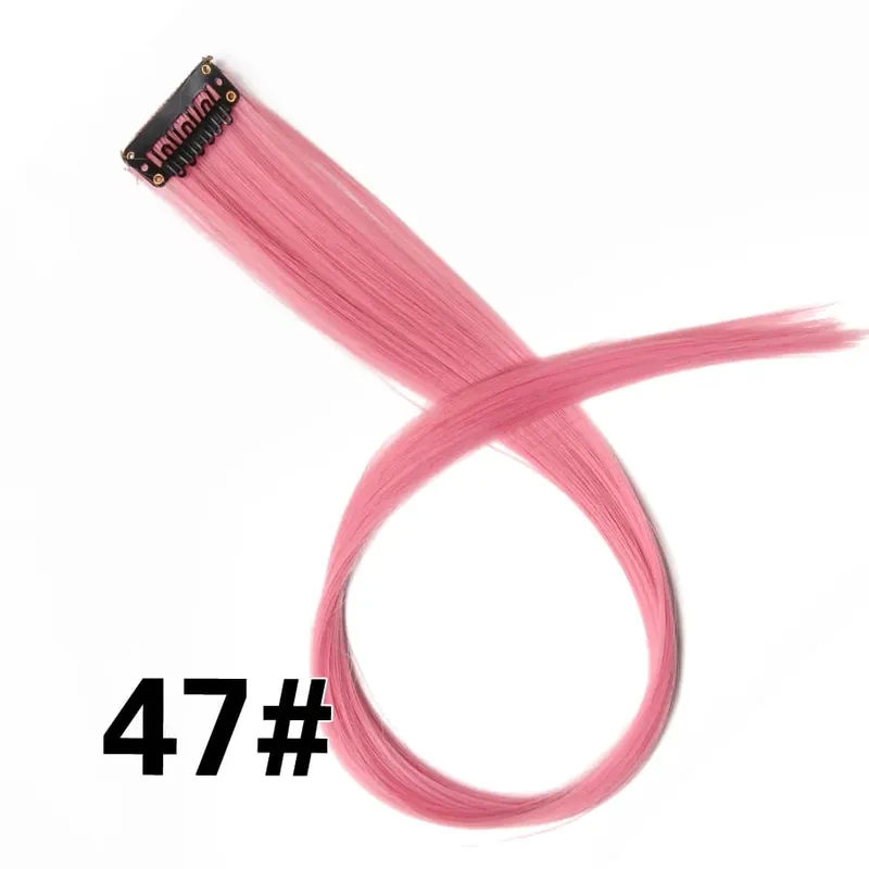 Synthetic Clip In One Pieces Raiinbow Hair Extensions Straight Synthetic Hair Pieces 18" Long Ombre Hair Pink Purple Red Blue — image 52