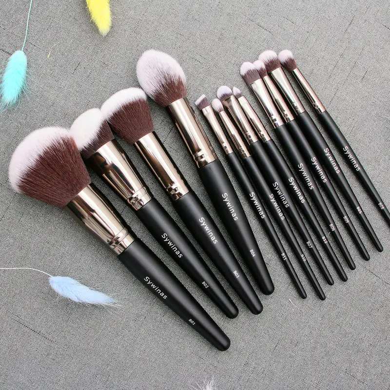 Sywinas Black Makeup Brushes Set 12pcs High Quality Synthetic Hair Foundation Contour Eyeashadow Make Up Brush Set — image 1