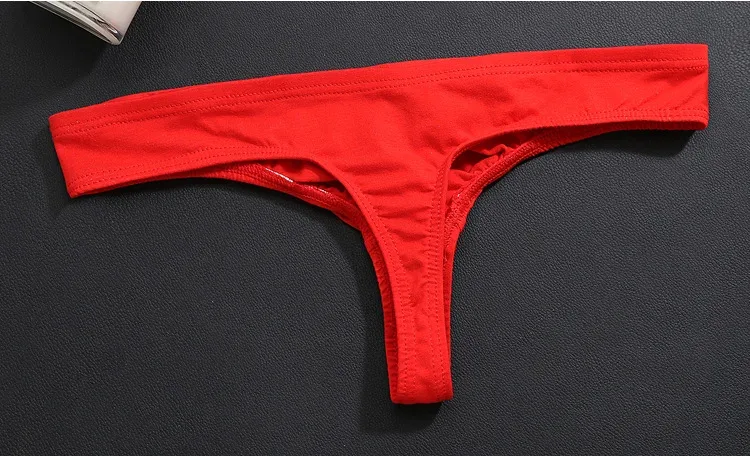 Men Sexy Underwear Cotton Thong Underpants Male Intimates Clothes Low Rise Stretch G-String T-Back Briefs Solid Color Breathable