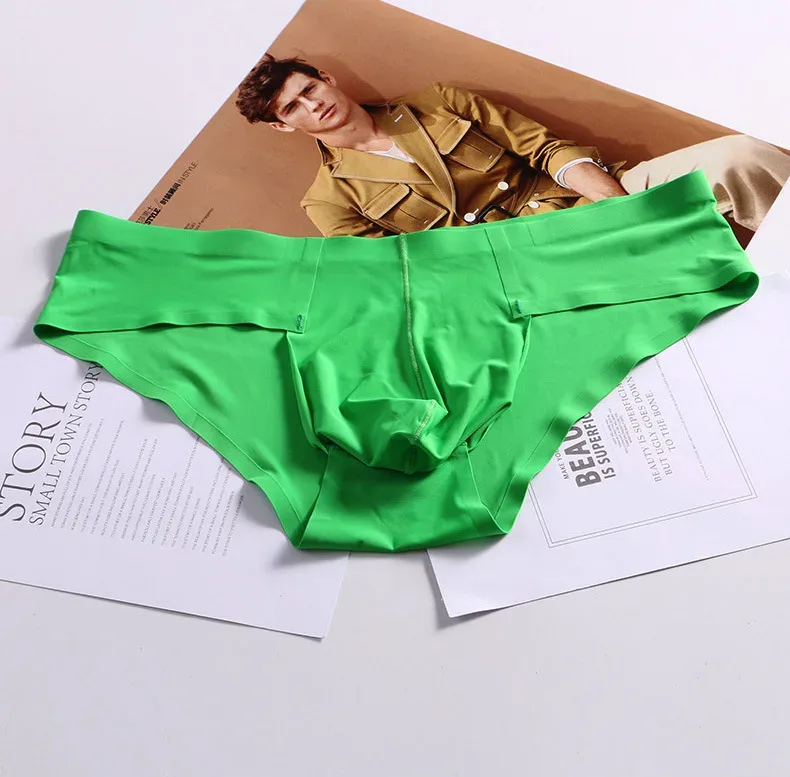 New Mens Elastic Seamless Briefs Shorts Underwear Ultra-Thin Breathable Briefs Cueca Ice Silk Seamless Low Waist Soft Underpants — image 9