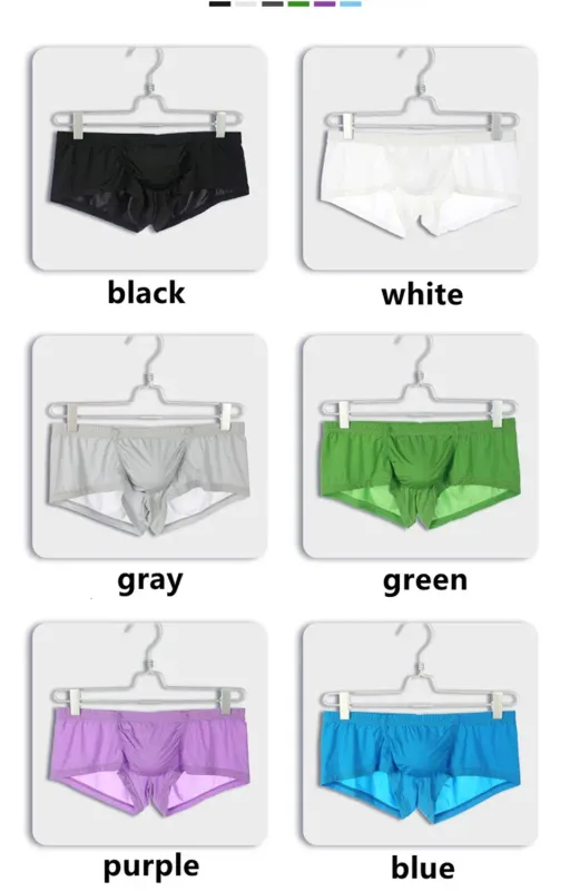 Sexy Men Underwear Boxers Solid Thin Ice Silk Panties Man Breathable Low Waist U Convex Pouch Underpants Male Cueca Calzoncillo — image 25