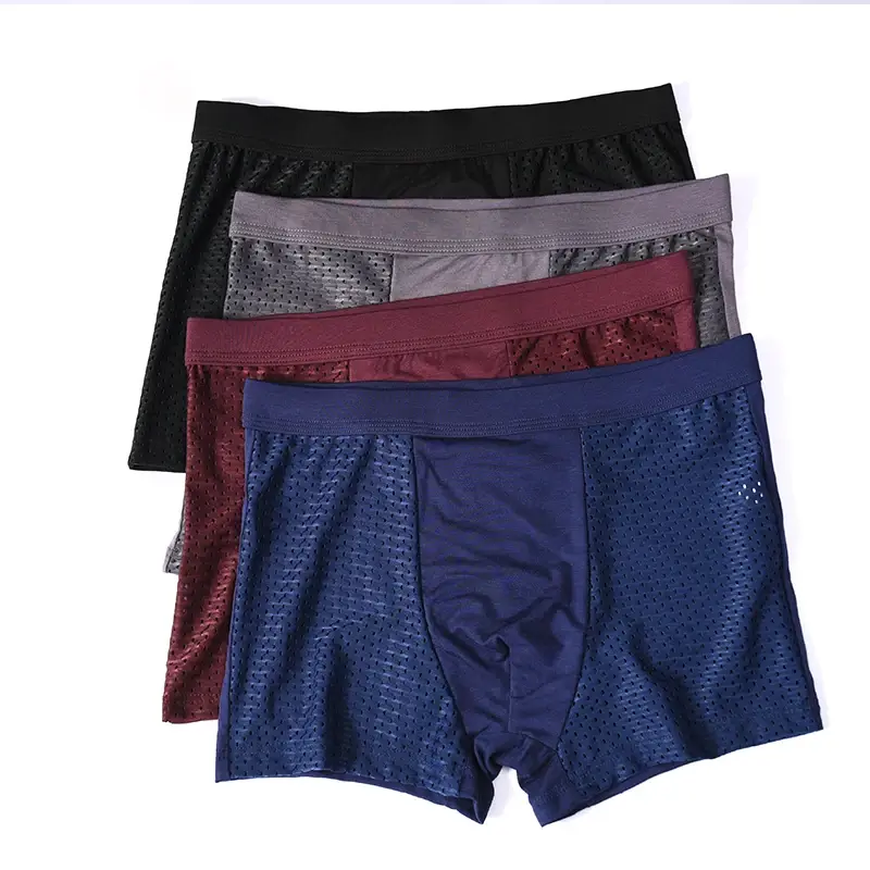 8XL Plus Banboo Fiber Men Underwear Male boxer Solid Panties Shorts Men's Underpants Breathable Intimate Man boxers 4pcs — image 2