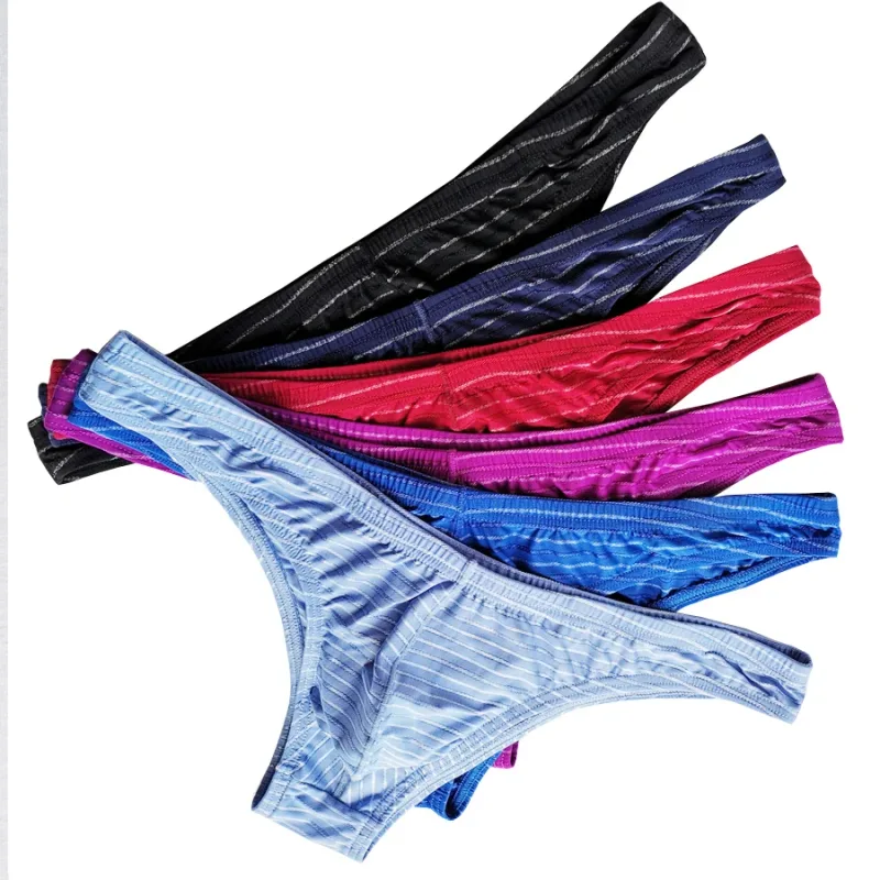 5 Men Sexy Briefs Stripe Bikini Breathable Soft Underwear Cucea Underpants Man Comfortable Gay Pants Cueca Male Panties C903-1 — image 11