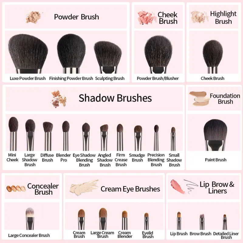 OVW Makeup Brushes Set Professional Tools Goat Hair Powder Blusher Eyeshadow Blending Foundation Cosmetic for Make Up — image 2