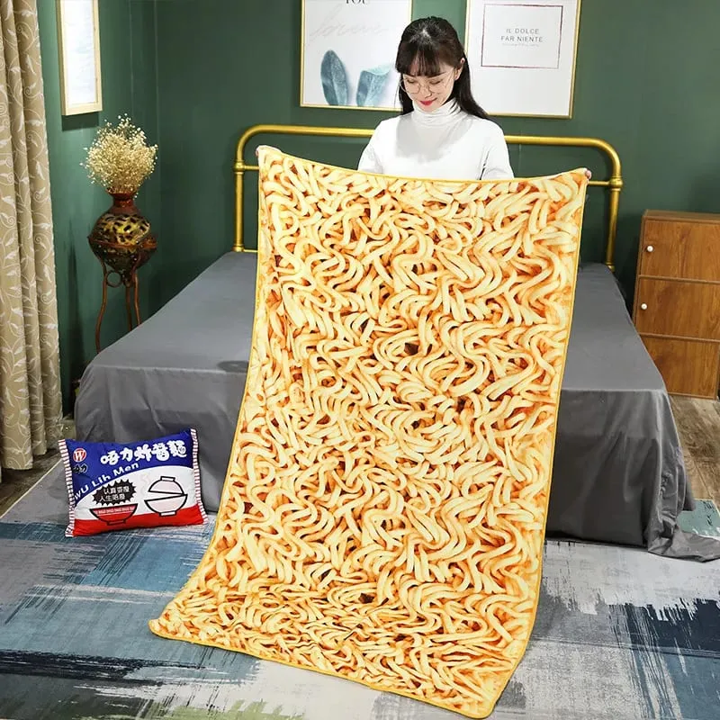 45cm Funny Food Plush Toy Simulation Instant Noodles Plush Pillow with Blanket Stuffed Beef Fried Noodles Gifts Plush Pillow — image 6