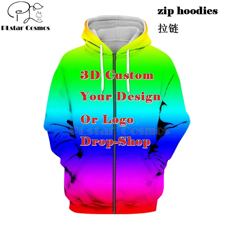 DIY Custom Full printing 3D Hoodies Create Design Photo/You Want Pattern Personalized Customized Zipper Sweatshirts oversize — image 8
