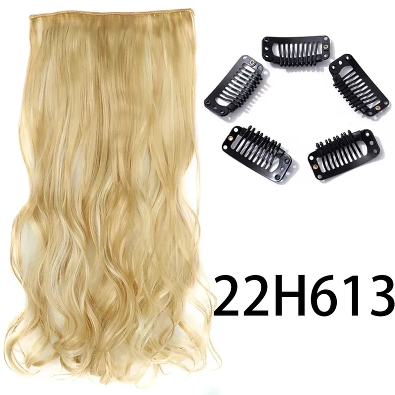 Synthetic Long Straight Clip In One Piece Hair Extension 5 Clips False Blonde Hair Brown Black Heat Resistant Fake Hair — image 34