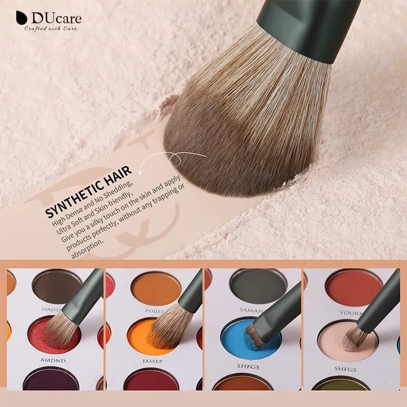 DUcare Makeup Brush Set 14Pcs with 3Pcs Makeup Spong & Cosmetic Bag - Professional Kabuki Foundation Blending Eyeshadow Brushes