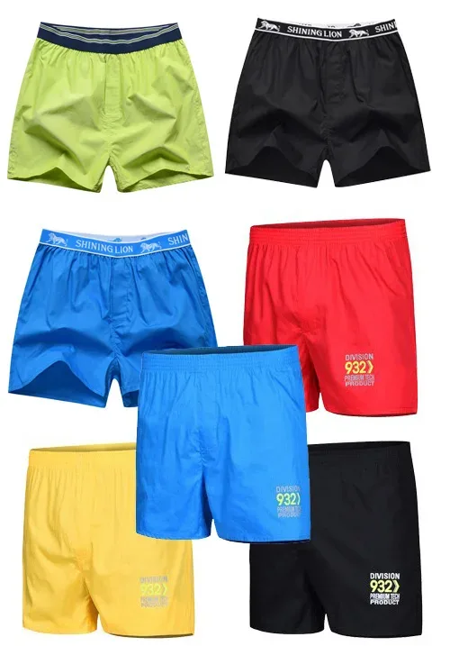 7 Pcs/Lot Men Plaid Underpants Boxers 100% Cotton Striped Shorts Underwear Sleep Bottoms Loose Comfortable Home Week Panties