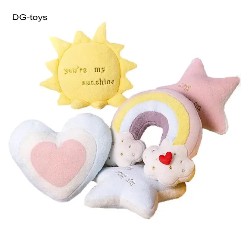 Washable Sky Cloud Star Sun Rainbow Pillow Stuffed pink Star Lollipop Heart Girly Sofa Back Cushion Sweet Gift gift for Her — image 2