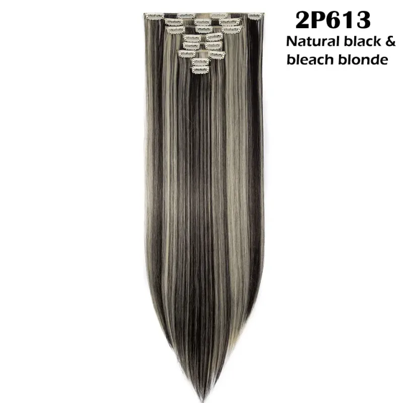S-noilite Synthetic 8PCS/Set 18Clips Clip in Hair Extensions Long Straight Hair Extension Clip in Hair for Women — image 30
