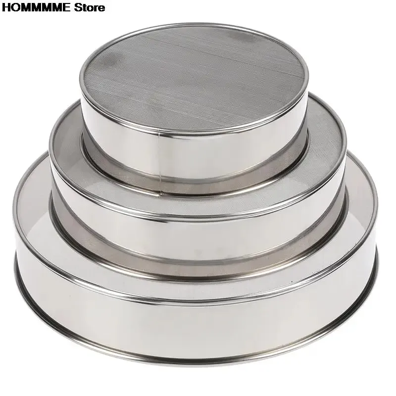 Professional Kitchen Fine Mesh Flour Sifter Round Stainless Steel Flour Sieve Strainer Sifters Best for Kitchen Baking Tea
