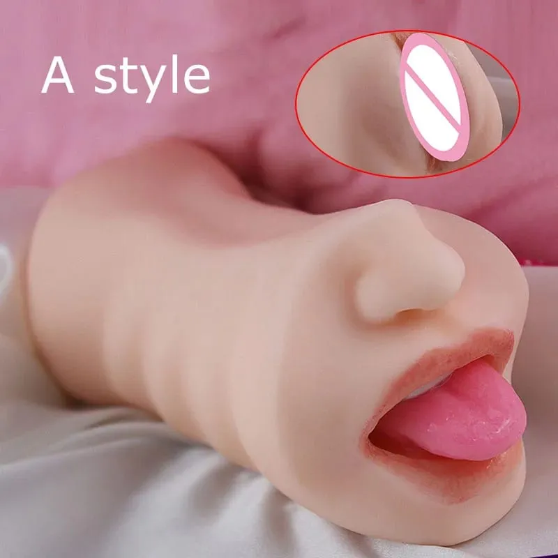 Mouth Massage Male Masturbator Deep Throat Masturbate Cup With Tongue Tooth Artificial Pocket Vagina Oral Sex Toys for Adult Men