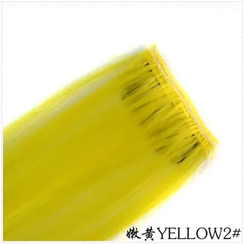 Long Straight Color Hair Piece Hair Extensions Clip In Highlight Rainbow Hair Streak Pink Synthetic Hair Strands on Clips