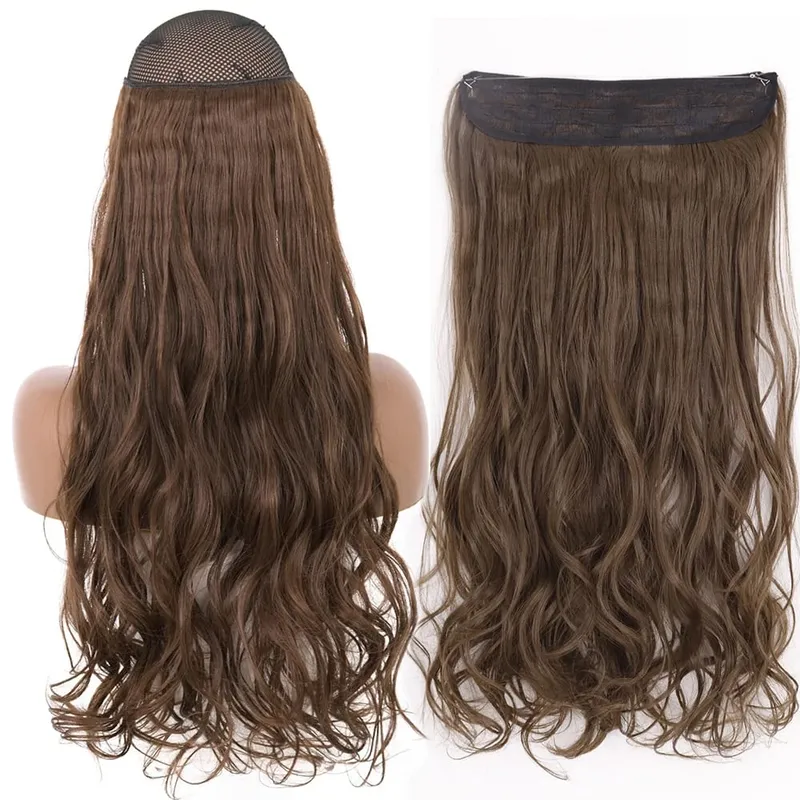 Synthetic No Clip Wave Hair Extensions Hidden Secret False Hairpiece One Piece Fish Line Fake Hair Piece — image 42