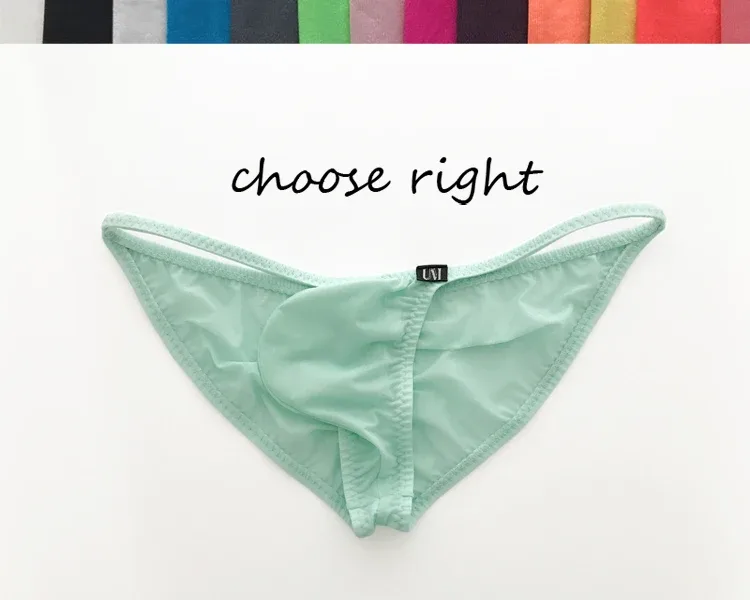 Men's Ultra Low Waist G-String Buttock Briefs Thin Ice Silk Translucent Sexy Underwear Breathable Lightweight Low Rise