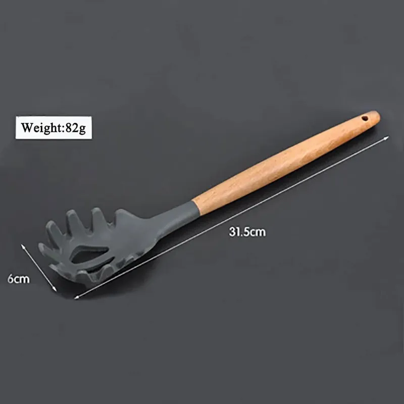 Silicone World Cooking Kitchenware Tool Silicone Utensils With Wooden Multifunction Handle Non-Stick Spatula Spoon Brush — image 11