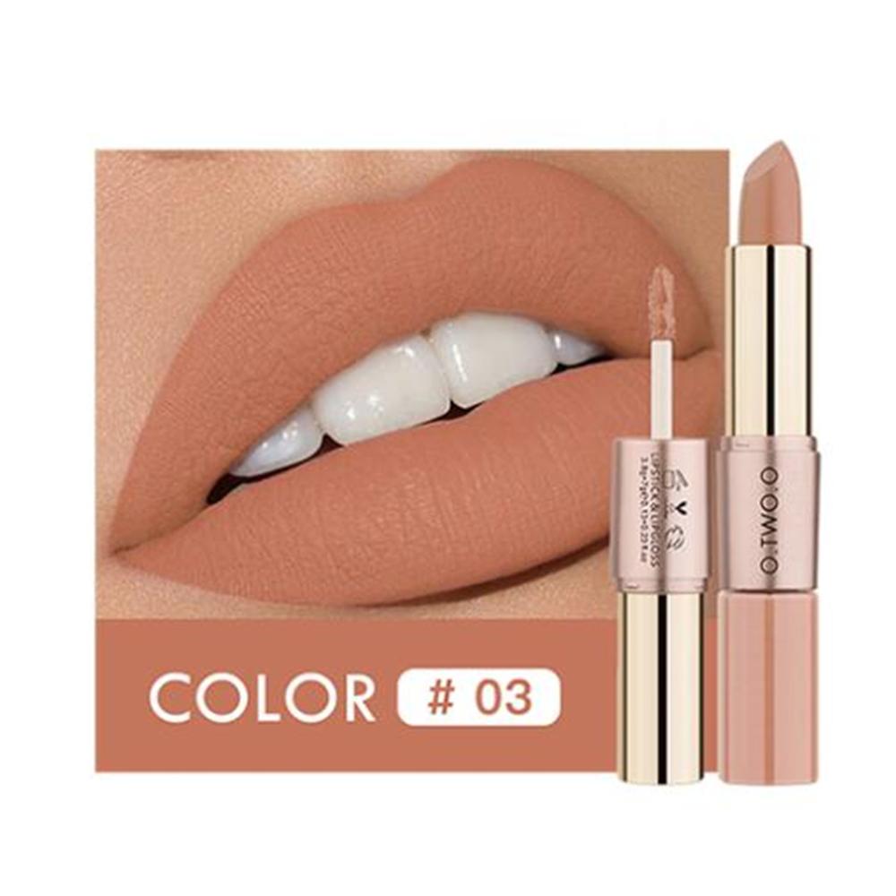 O.TWO.O 2 en 1 Lápiz labial Mate Brillo de labios Cosméticos Pintalabios impermeables Batom Mate Labios Maquillaje Colorete 12 colores Lápiz labial — image 9