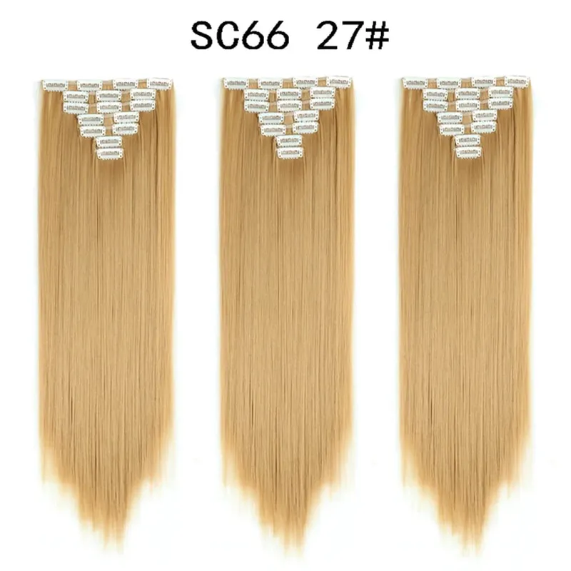 24Inch Synthetic Long Straight Hair Extensions 7pcs/Set 16 Clips in High Tempreture Fiber Synthetic Red Black Brown Hair Piece — image 68