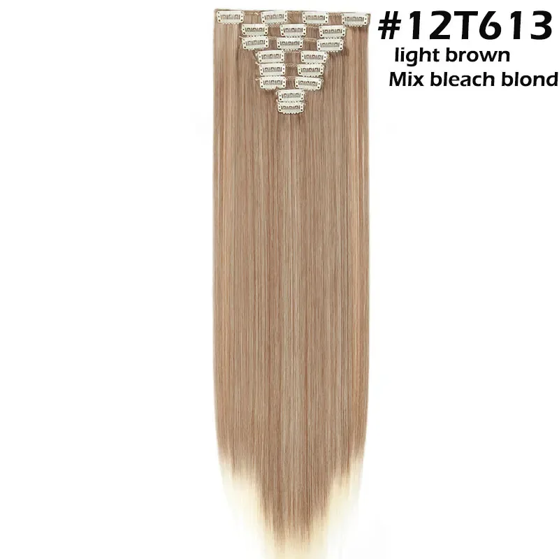 S-noilite Synthetic 8PCS/Set 18Clips Clip in Hair Extensions Long Straight Hair Extension Clip in Hair for Women — image 26