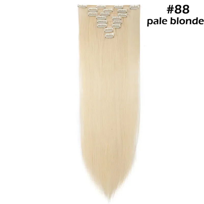 S-noilite Synthetic 8PCS/Set 18Clips Clip in Hair Extensions Long Straight Hair Extension Clip in Hair for Women — image 18