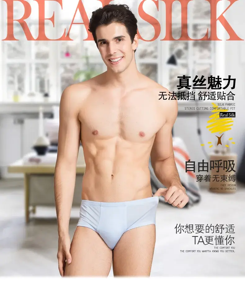 Men Underwear Boxer Shorts 100% Real Silk Knitted Boxers Comfortable Health Breathable Male U Shape Underpants 69112 — image 1