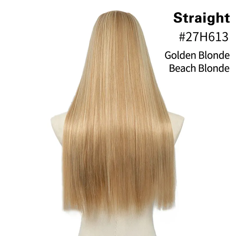 Premium Synthetic Straight U Part Clip in Hair Extension Long Daily Use Clip-on Natural Thick Fake Blonde Hairpieces For Woman — image 22
