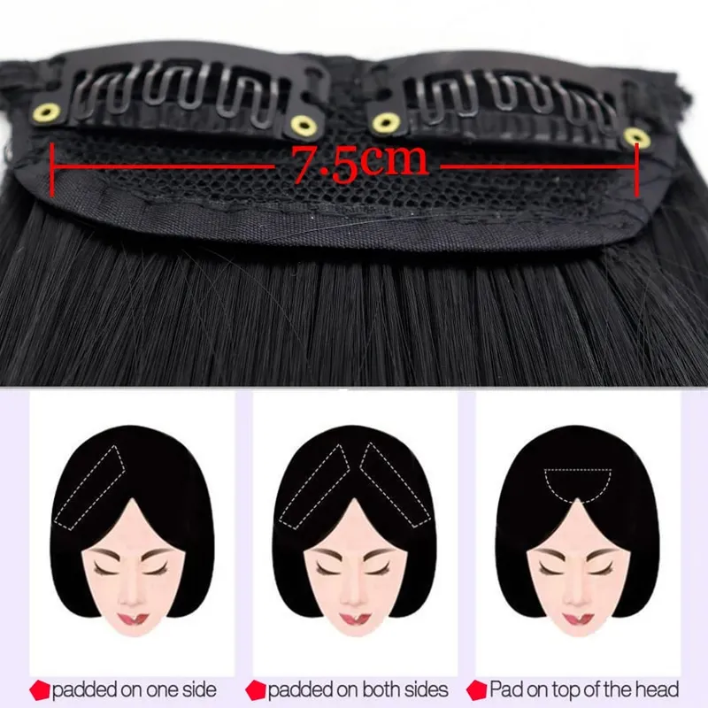 Synthetic Invisable Seamless Hair Pads Clip In One Piece 2Clips Increase hair volume Hair Extensions Top Side Cover Hairpiece — image 5