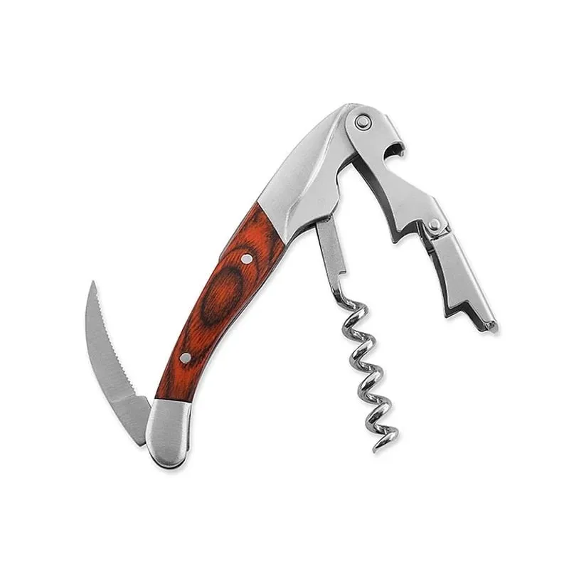 Wine Corkscrew Multifunction Wooden Handle Stainless Steel Red Wine Bottle Opener Kitchen Accessories Cork Remover Beer Opener