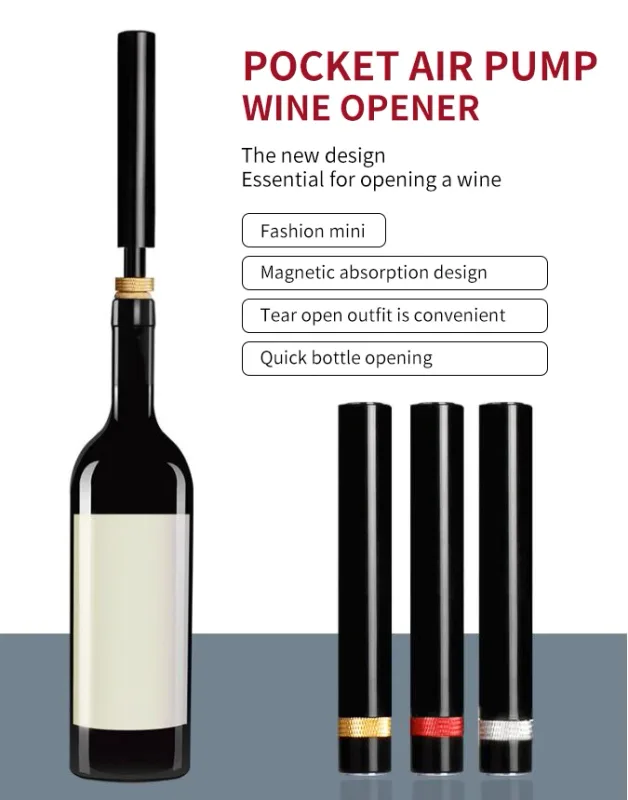 3 Pieces Air Pump Wine Corkscrew Kitchen Accessories Portable Stainless Steel Pin Air Pressure Wine Bottle Opener Home Bar Tools