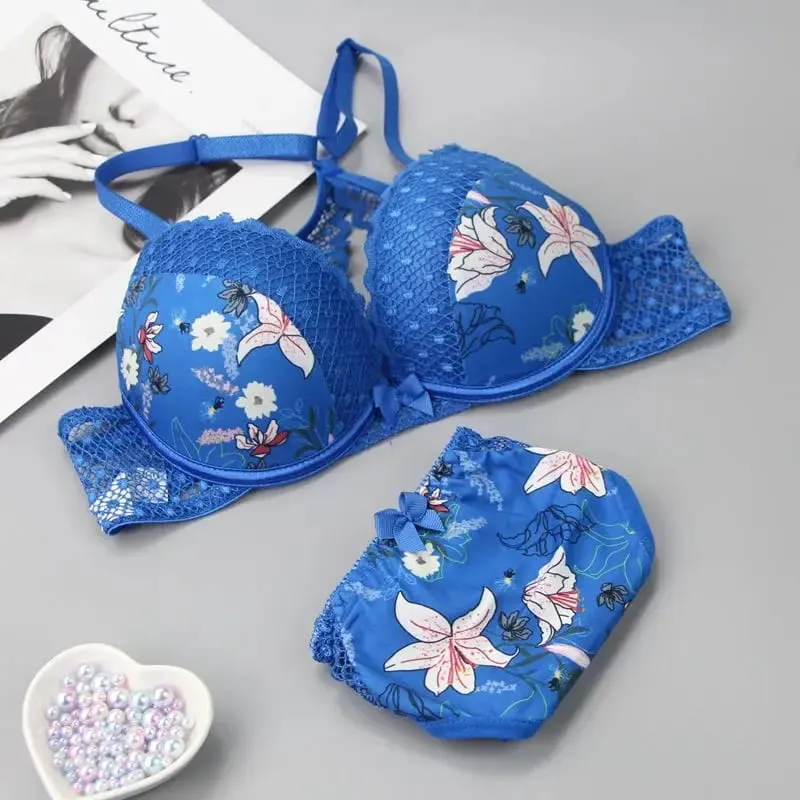 2022 New Thong Underwear Push Up Lace Hollow Out Brassiere ABCDE Cup Bras Panty Set Femme Panties Female Lingerie — image 5