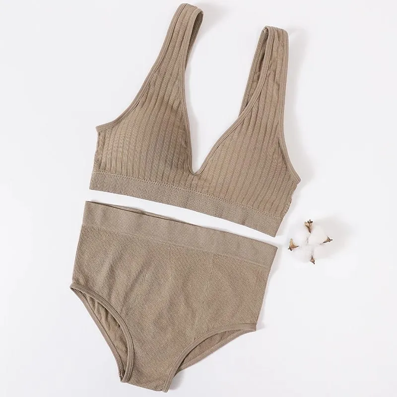 Femmes soutien-gorge bref ensemble profond V côtelé soutien-gorge sans couture Bralette sport haut court sous-vêtements de Fitness femme Sexy Lingerie mode brassière — image 6