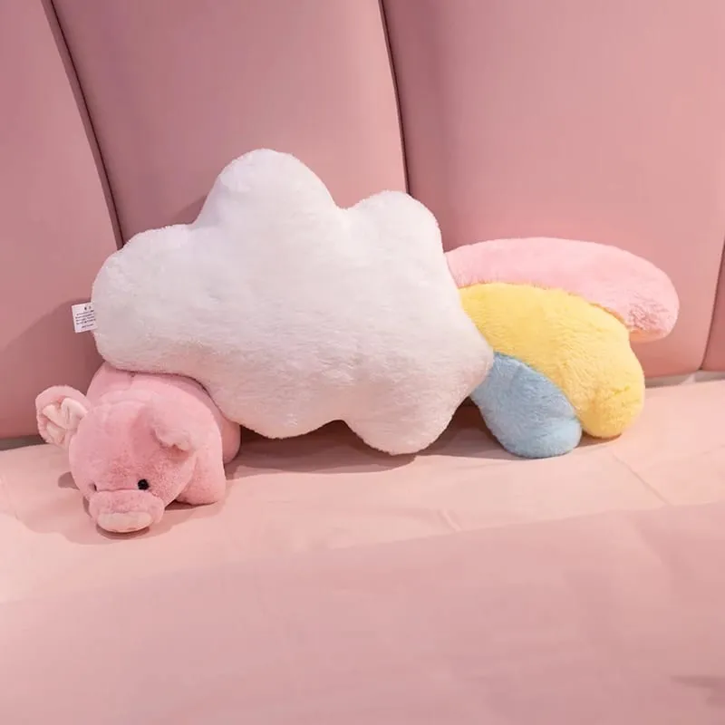 Girly Cloud Wishing Meteor Star Plush Pillow Angel Wings Heart Stuffed Cushion Milk Tea Cup Rainbow Sleeping Nap Cushion Bed