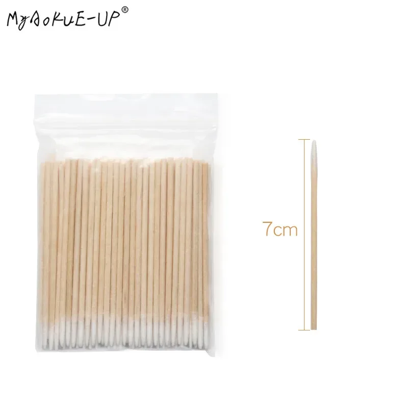 100 pcs Disposable Ultra-small Cotton Swab Lint Free Micro Brushes Wood Cotton Buds Swabs Eyelash Extension Glue Removing Tools