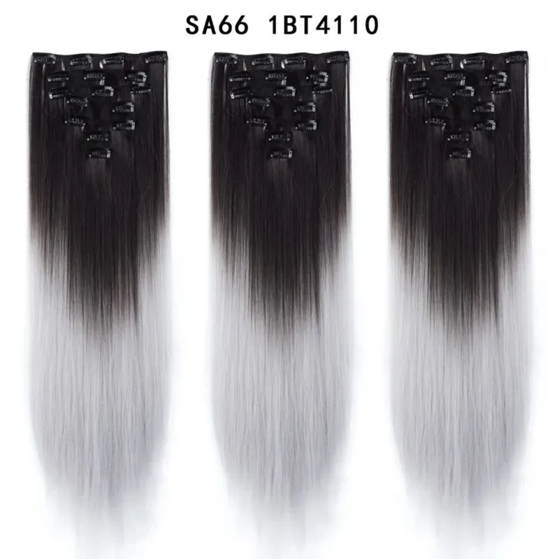 24Inch Synthetic Long Straight Hair Extensions 7pcs/Set 16 Clips in High Tempreture Fiber Synthetic Red Black Brown Hair Piece — image 37