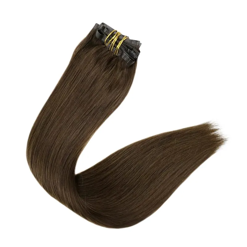 Full Shine Seamless Invisible Clip In Extensions Human Hair 8 Pcs 120g Remy Balayage Blonde Color