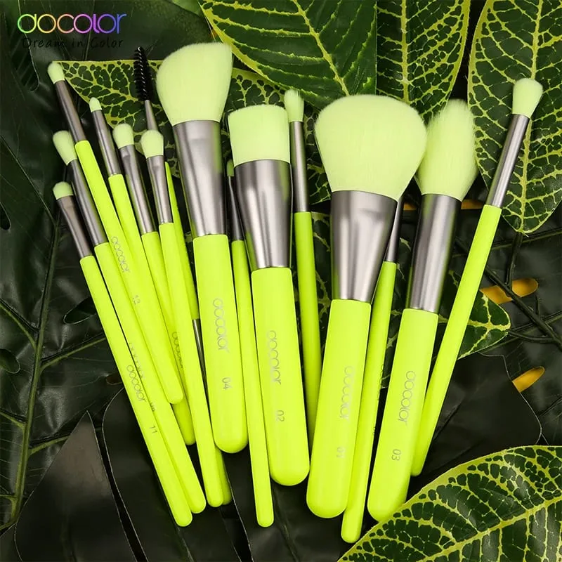 Docolor Neon Makeup Brushes 10pcs Professional Synthetic Hair Powder Foundation Eye Shadows Blending Contour Make Up Brushes — image 5