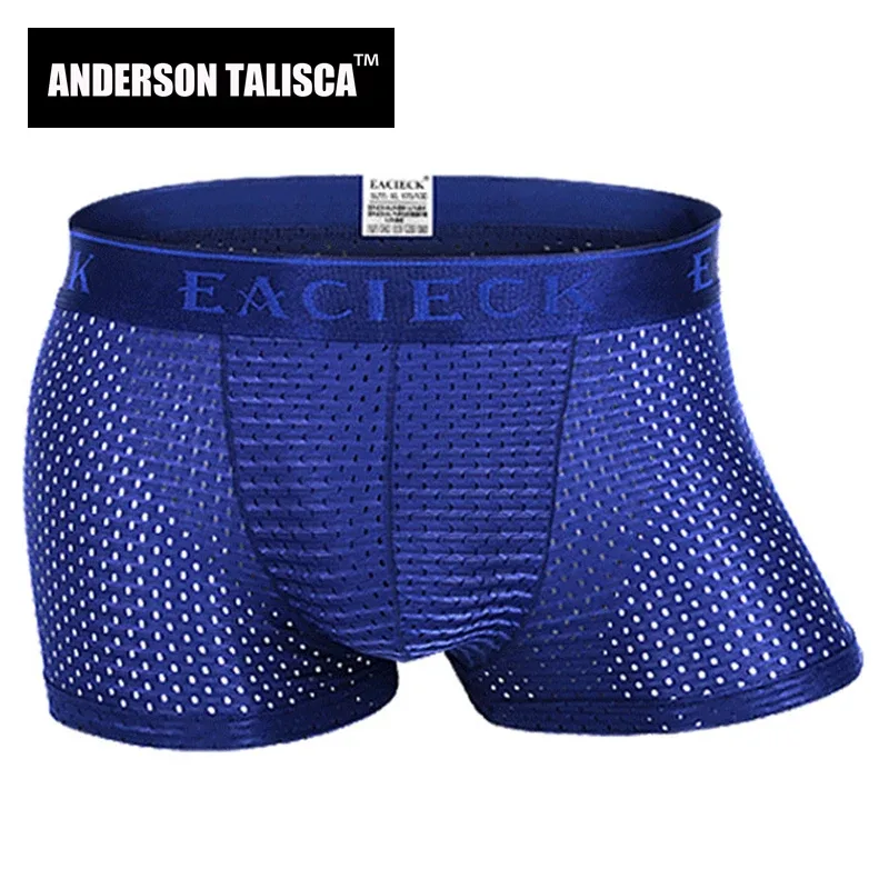 Marque soie creux nouveaux hommes boxeurs sous-vêtements pour homme Boxer Ropa Interio homme pénis Cueca Masculina taille M-3XL E248 — image 1