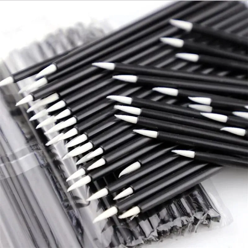 50Pcs Professional Beauty Makeup Eyeliner Brushes With Cap Fine Nylon Hair Make Up Brush Disposable Fiber Eyeliner Brush — image 1