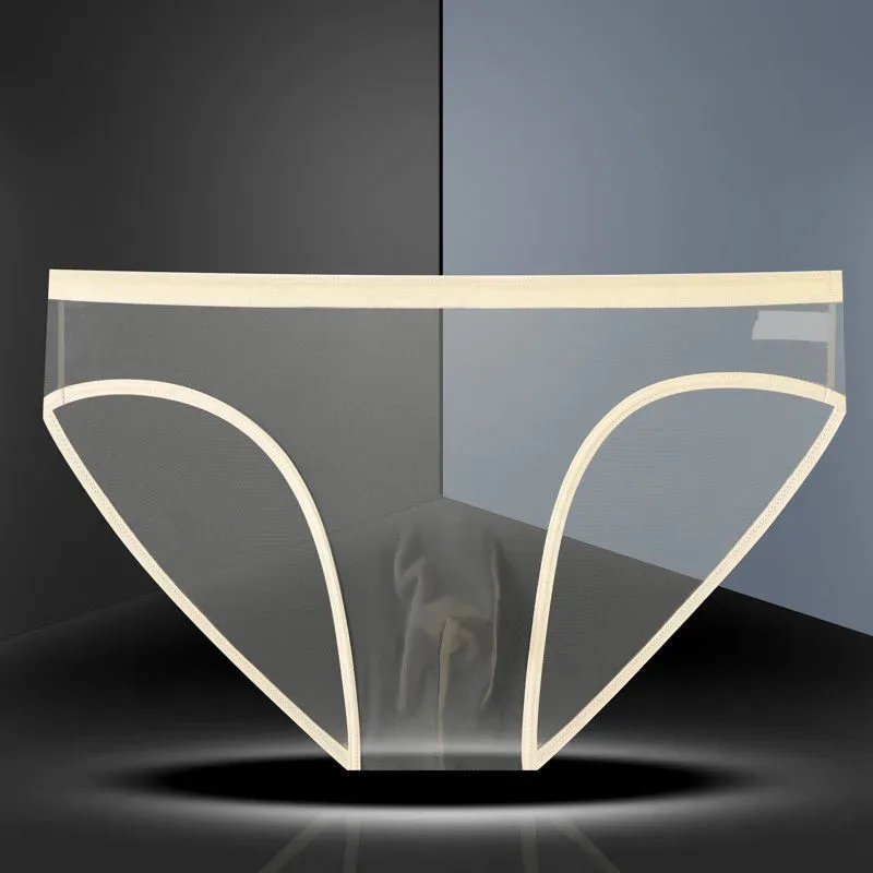 Transparent Underwear Hot Man Pants Ultra-thin Perspective Mid-rise Male Mesh Slips Homme Panties Plus Size