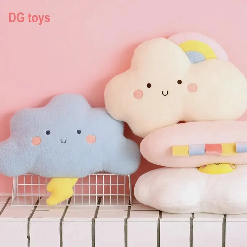 Cute Emotion Face Weather Pillow Stuffed Plush Thunder Dark Clouds Rainbow White Cloud Cushion Baby Bed Room Decor Home Decor — image 9